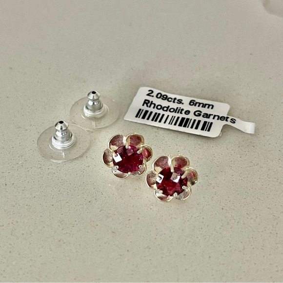 Sterling Silver 926 Rhodolite Garnet Earrings - Picture 9 of 9